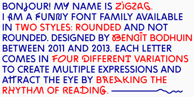 Font visual image of Zigzag