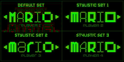 Font visual image of MultiType Pixel