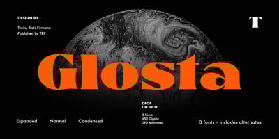 Font visual image of Glosta