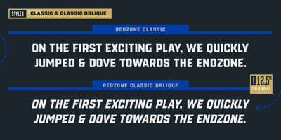 Font visual image of VT Redzone Classic