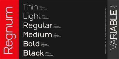 Font visual image of Regnum