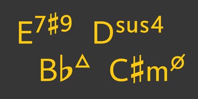 Font visual image of Chord Symbols Lining