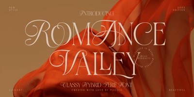 Font visual image of Romance Valley