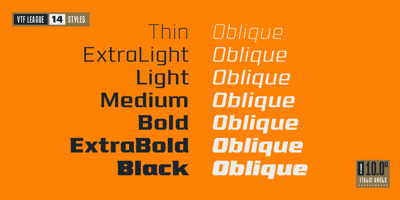 Font visual image of VTF League