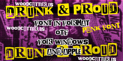 Font visual image of Drunk & Proud