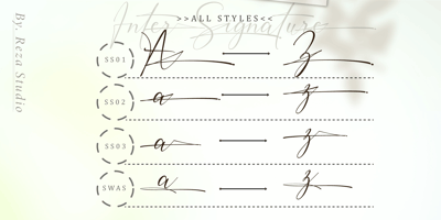 Font visual image of Inter Signature