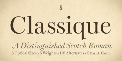 Font visual image of Classique