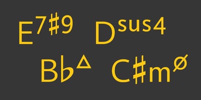 Font visual image of Chord Symbols Light