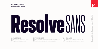 Font visual image of Resolve Sans