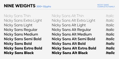 Font visual image of Nicky Sans