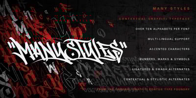 Font visual image of Many Styles Contextual