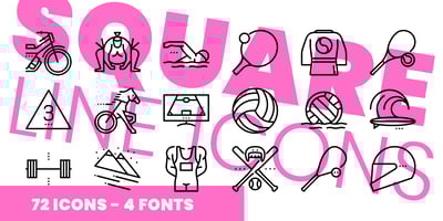 Square Line Icons Sports