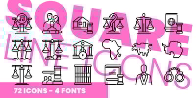 Square Line Icons Law