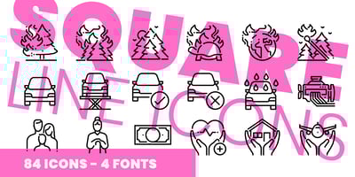 Square Line Icons Insurance