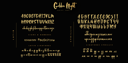 Golden Night Cyrillic Fuente Póster 12