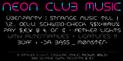 NEON CLUB MUSIC Police Affiche 3