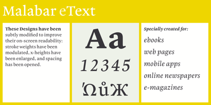 Malabar eText Font Poster 1