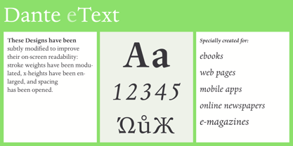 Dante eText Font Poster 1