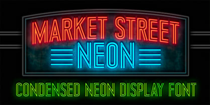 Market Street Neon Fuente Póster 1