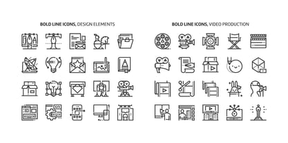 Bold Line Icons Font Fuente Póster 8