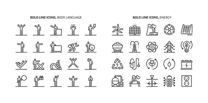 Bold Line Icons Font Fuente Póster 7