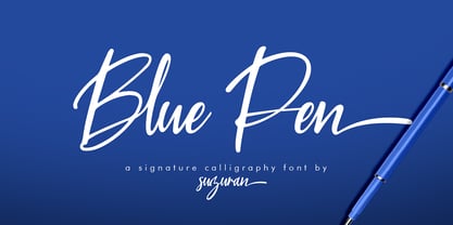 Blue Pen Font Poster 5