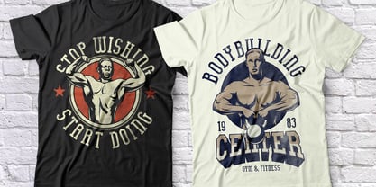 12 gym t-shirt designs By Vozzy Vintage Fonts and Graphics