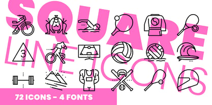 Square Line Icons Sports Font Poster 1