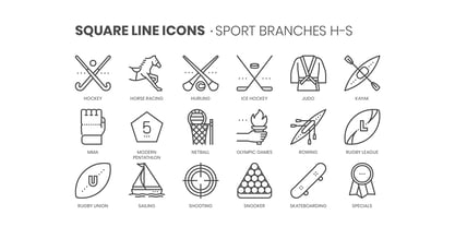 Square Line Icons Sports Font Poster 4