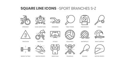 Square Line Icons Sports Font Poster 5