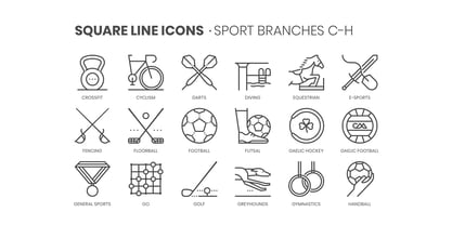 Square Line Icons Sports Font Poster 3