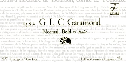 1592 GLC Garamond Font Poster 1