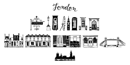 London Doodles Fuente Póster 1