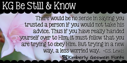 KG Be Still & Know Font Poster 1