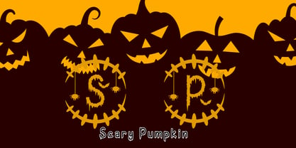 Creepy Halloween Monogram Fuente Póster 3