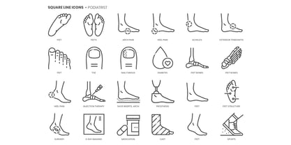 Square Line Icons Medical 1 Font Poster 3