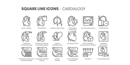 Square Line Icons Medical 1 Font Poster 2