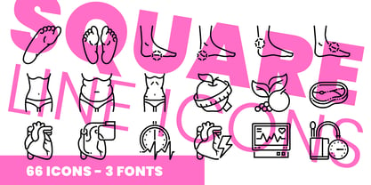 Square Line Icons Medical 1 Font Poster 1