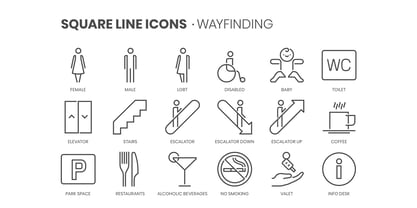 Square Line Icons Interface Font Poster 3