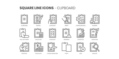 Square Line Icons Interface Font Poster 2