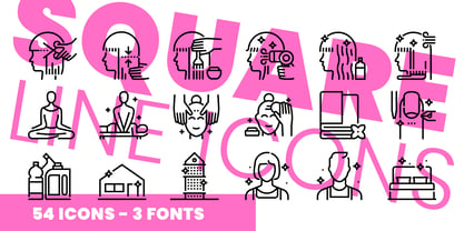 Square Line Icons Service Font Poster 1