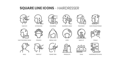 Square Line Icons Service Font Poster 3