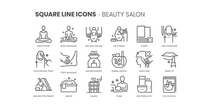 Square Line Icons Service Font Poster 4