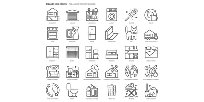 Square Line Icons Service Font Poster 2