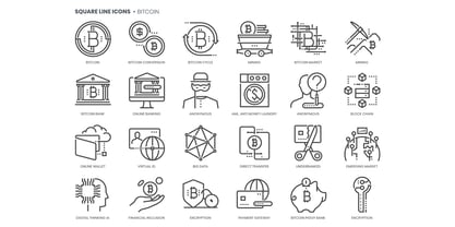 Square Line Icons Money Police Poster 5