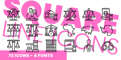 Square Line Icons Law Font Poster 1