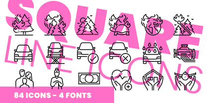Square Line Icons Insurance Font Poster 1
