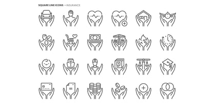 Square Line Icons Insurance Font Poster 3