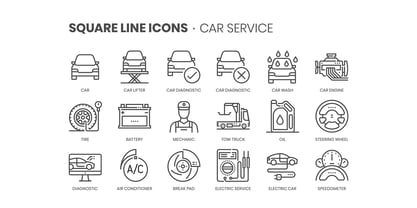 Square Line Icons Insurance Font Poster 2