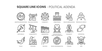 Square Line Icons Politics Police Poster 3